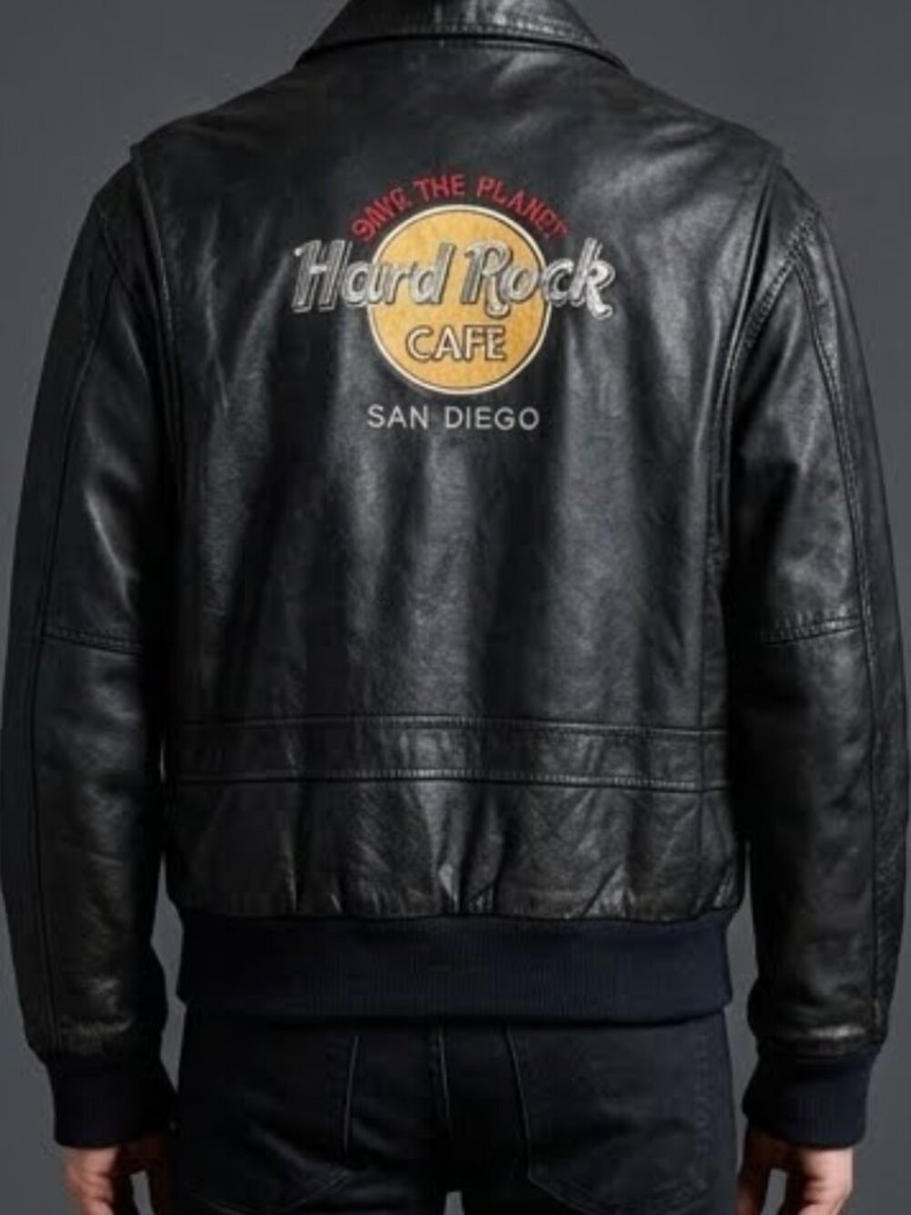 Vintage Hard Rock Cafe San Diego Leather Bomber Jacket Save The Planet Men's XL